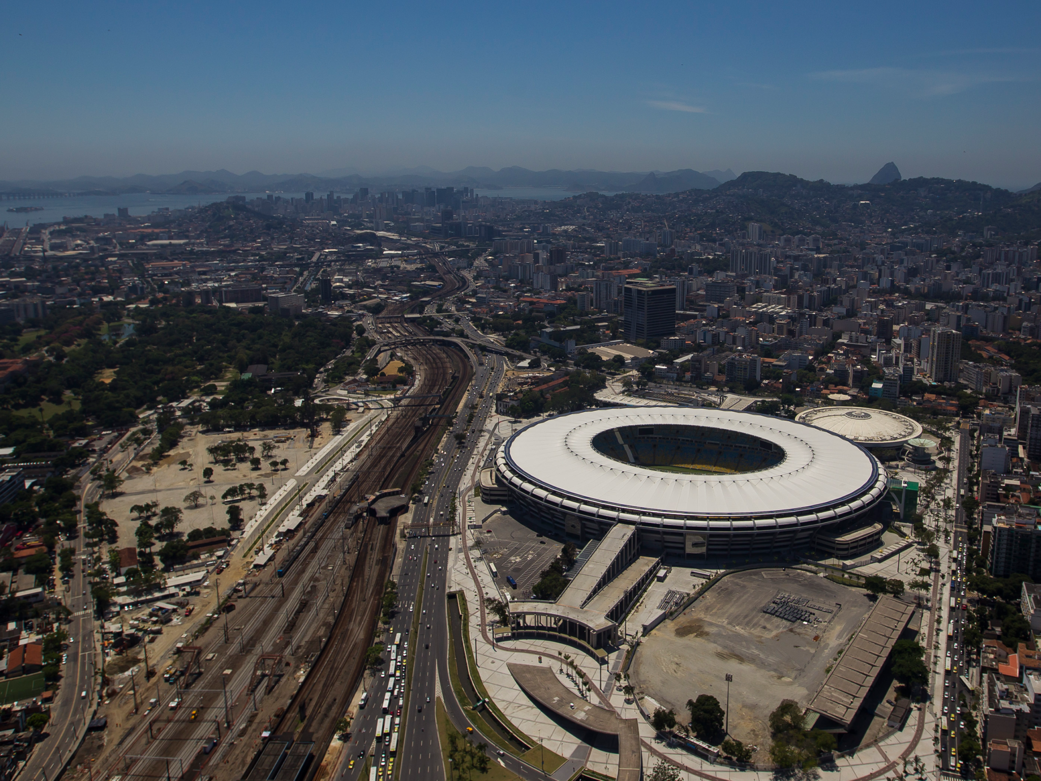 Vista aérea do Estádio do Maracanã na cidade do Rio de Janeiro
